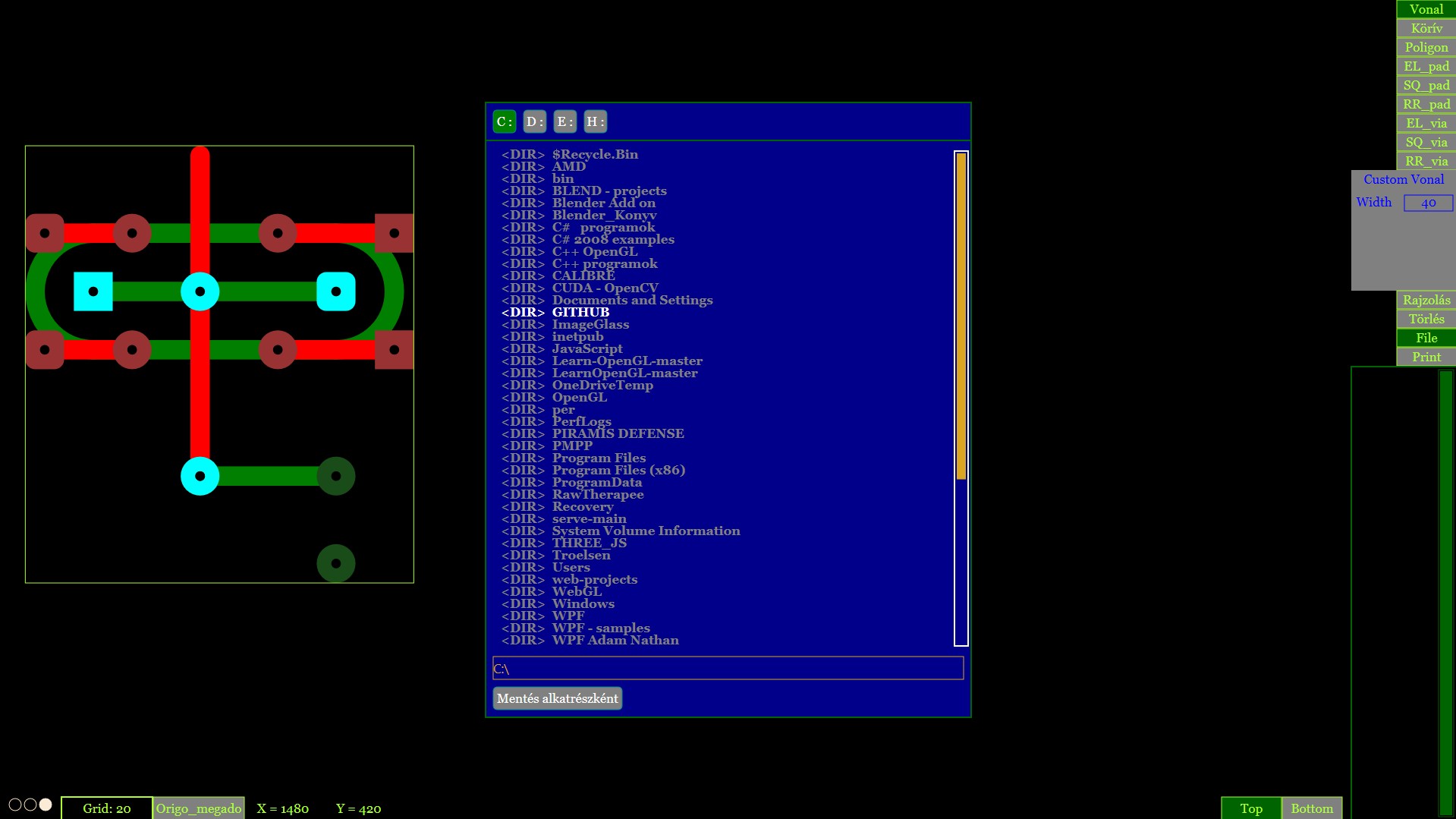 Áramkörrajzoló előnézet